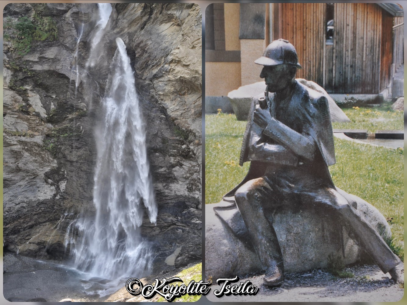 Les chutes du Reichenbach | La statue de Sherlock Holmes à Meiringen | Photos et montage @ 2012 Koyolite Tseila