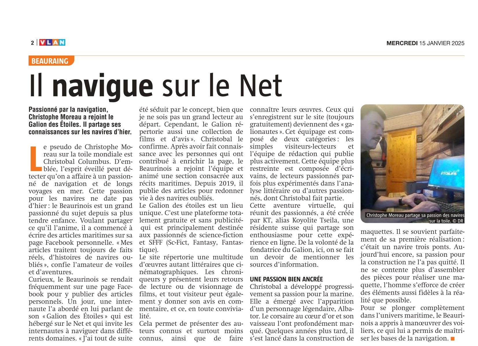 La page 2 du journal Vlan Hebdo - Beauraing - Ciney - Dinant | Article @ 15.01.2025 DR pour Vlan